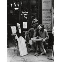 KISSING AT CAFE TABLE, PARIS