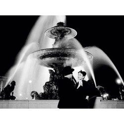 MAN AND WOMAN NEAR FOUNTAIN, PARIS 1951