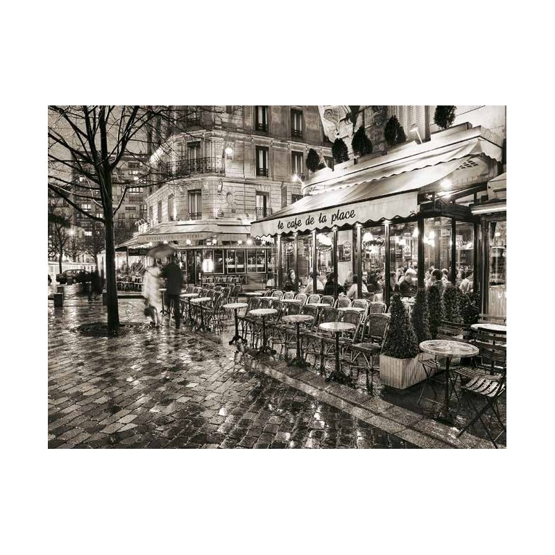 SIDEWALK CAFE ON RAINY EVENING IN PARIS