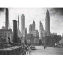NEW YORK SKYLINE WITH TUGBOAT, 1937