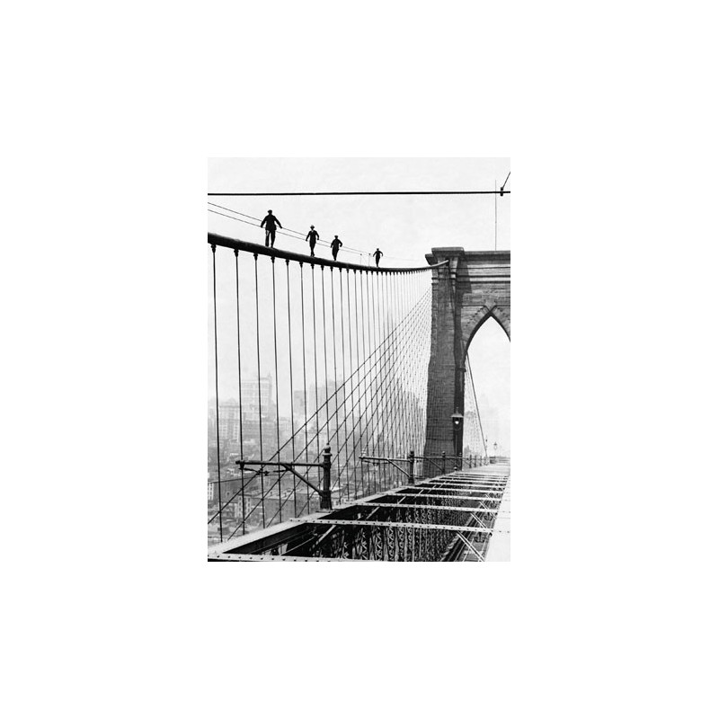 MEN WALK ON BROOKLYN BRIDGE, 1926