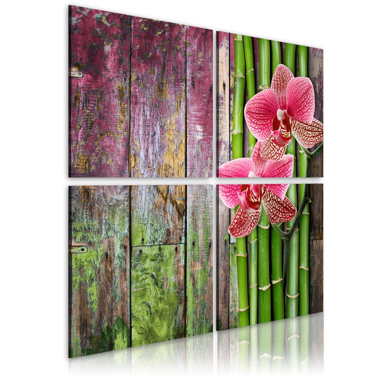 Cuadro Bambú y orquídea