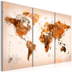 Cuadro Map of the World - Desert storm - triptych