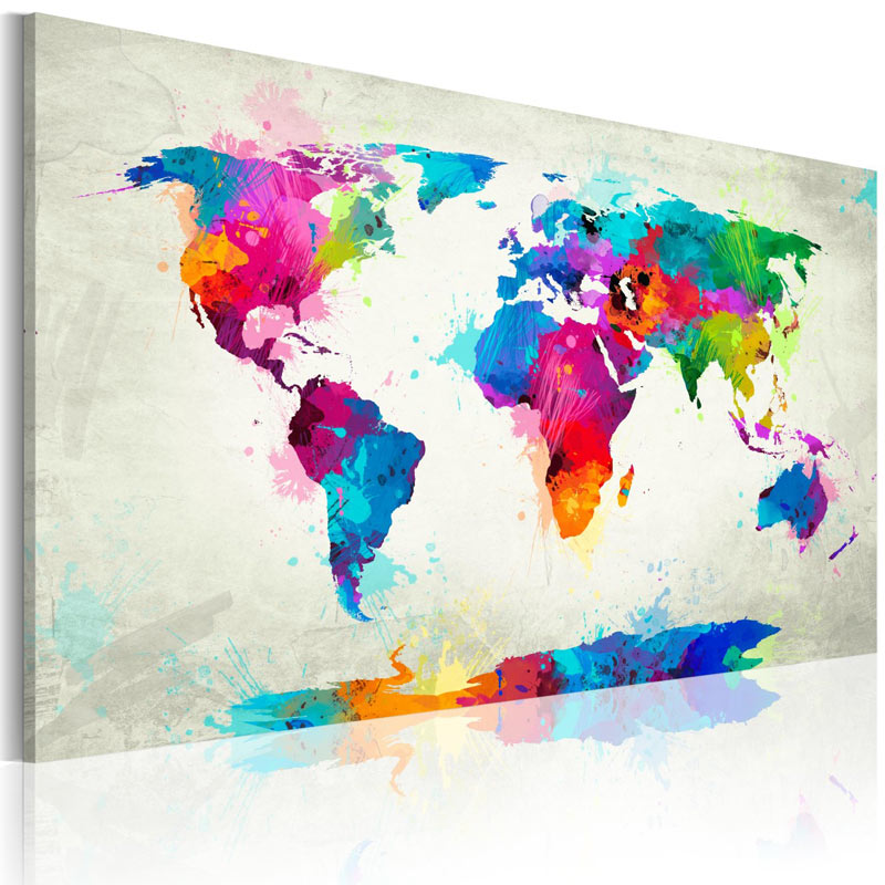 Cuadro Map of the world - an explosion of colors