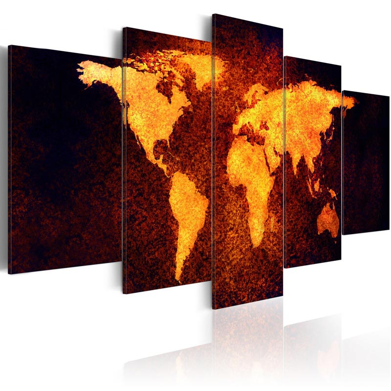 Cuadro Mapa del Mundo - lava caliente