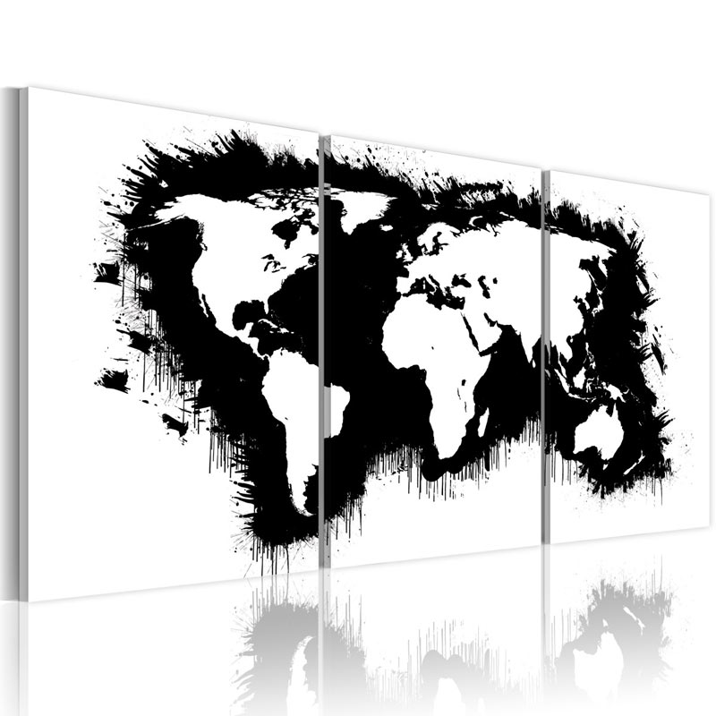 Cuadro El mapa del mundo en blanco y negro