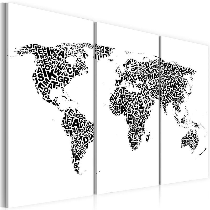 Cuadro El mapa del mundo - alfabeto - tríptico
