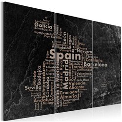 Cuadro Text map of Spain on the blackboard - triptych