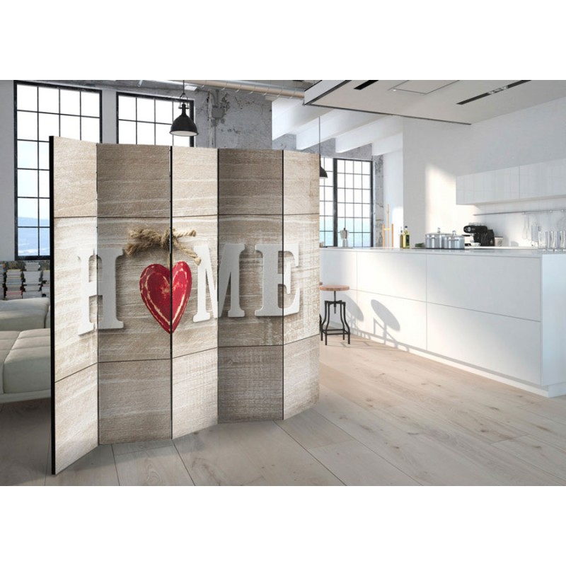 Biombo Room divider - Home and red heart