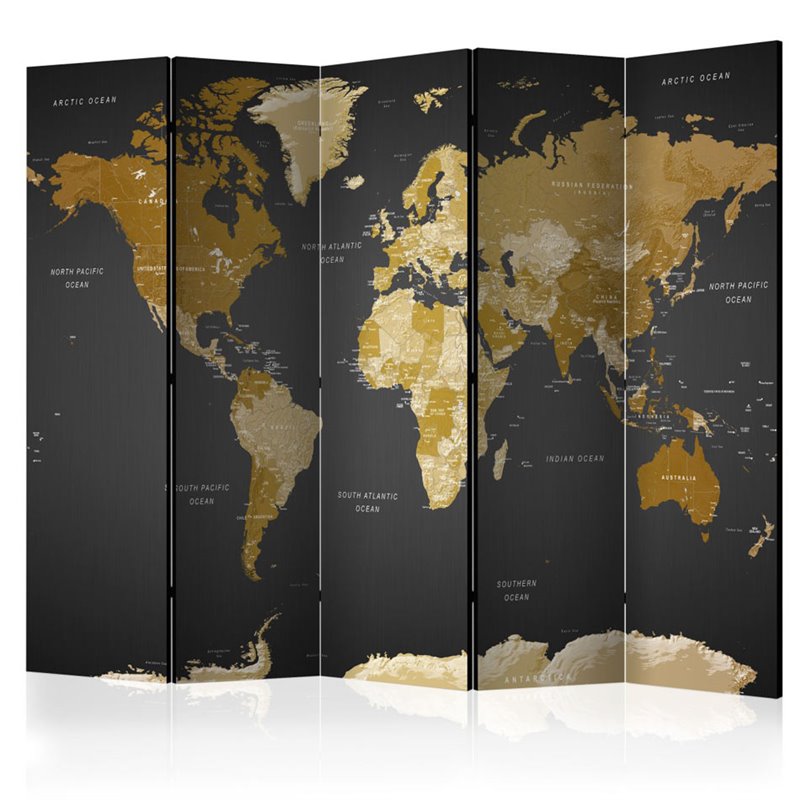 Biombo Room divider - World map on dark background