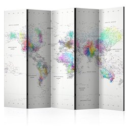 Biombo Room divider – White-colorful world map