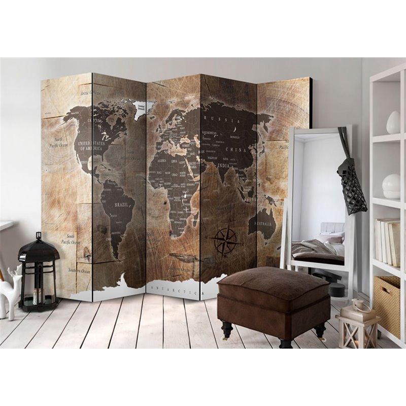 Biombo Room divider – Map on the wood