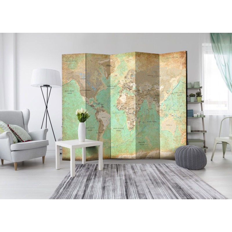 Biombo Turquoise World Map 