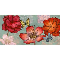 Flowers and Butterflies (Aqua)