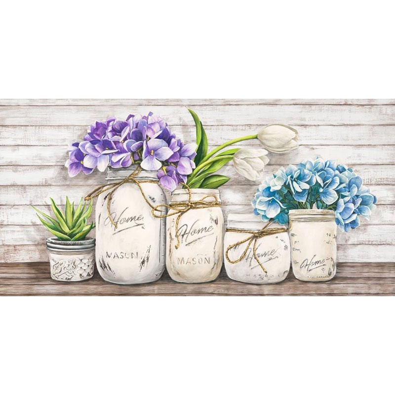 Hydrangeas in Mason Jars