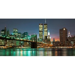 The Brooklyn Bridge and Twin Towers at Night