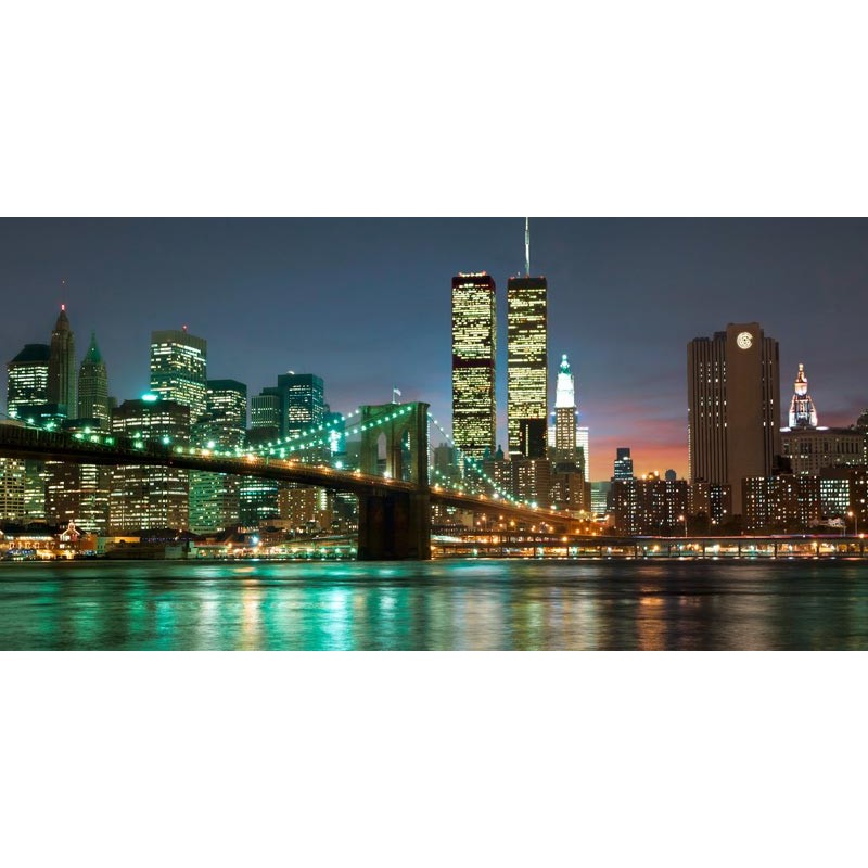 The Brooklyn Bridge and Twin Towers at Night