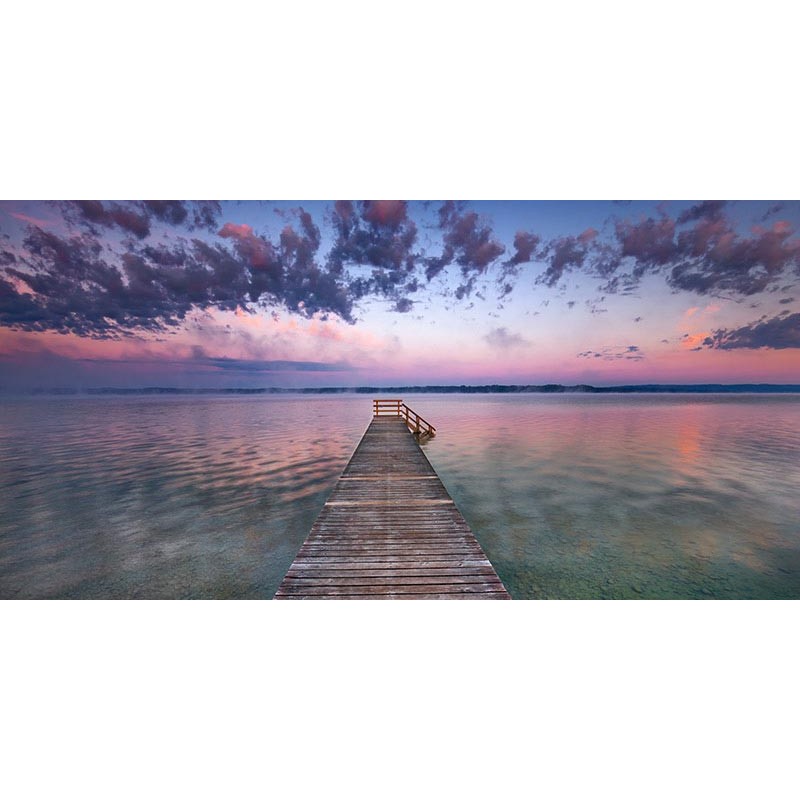 Boat ramp and filigree clouds, Bavaria, Germany