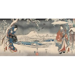 Snowy landscape with a woman and a man, 1853