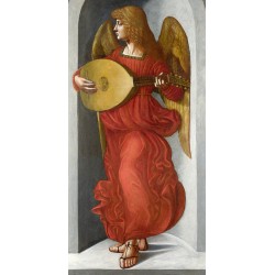 An Angel in Red with a Lute