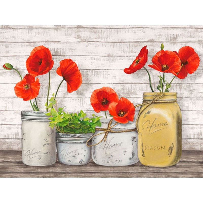 Poppies in Mason Jars (detail)