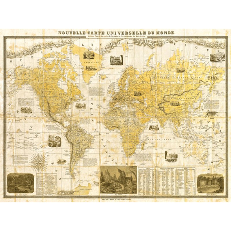 Gilded 1859 Map of the World