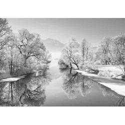 Winter landscape at Loisach, Germany (BW)