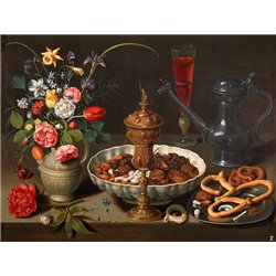 Still Life of Flowers and Dried Fruit