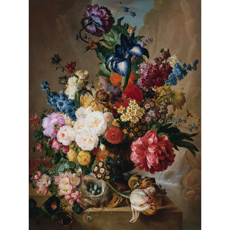 Poppies, Peonies and other Flowers in a Terracotta Vase