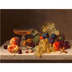 Still life with summer fruits and champagne