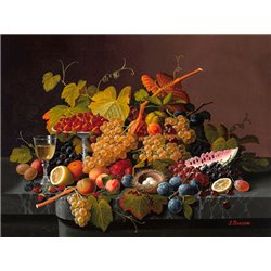 Still life with fruit and bird's nest