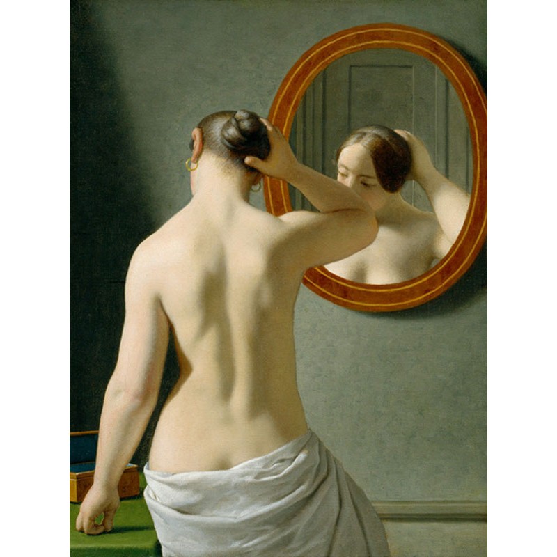 Woman Standing in front of a Mirror