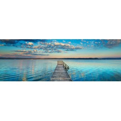 Boat ramp and filigree clouds, Bavaria, Germany