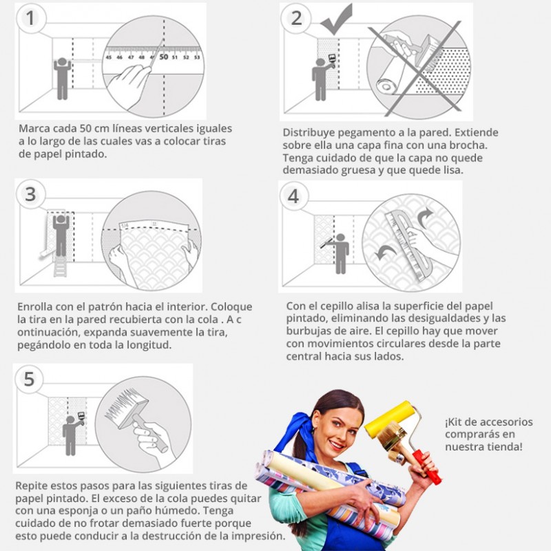 Instrucciones para colocar fotomurales de pared tejido no tejido